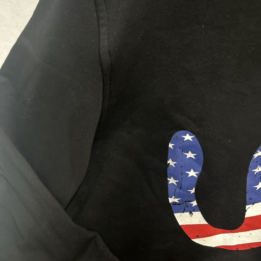 New BEGOING Womens Oversized USA Graphic Black Sweatshirt Medium - Picture 7 of 15